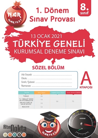 8. Sınıf Kurumsal Deneme A Sözel Kitapçığı Türkiye Geneli 1. Dönem Sınav Provası 2021