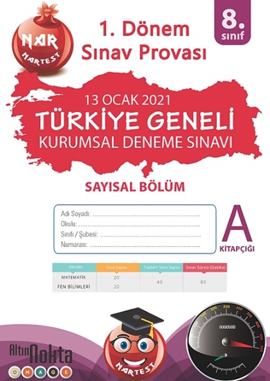 8. Sınıf Kurumsal Deneme A Sayısal Kitapçığı Türkiye Geneli 1. Dönem Sınav Provası 2021