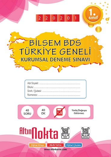 1. Sınıf Bilsem Bds Türkiye Geneli Kurumsal Deneme Sınavı Şubat Kod:220201