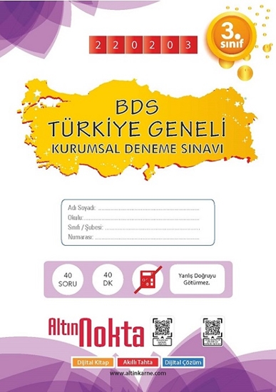 3. Sınıf Bds Türkiye Geneli Kurumsal Deneme Sınavı Kod:220203