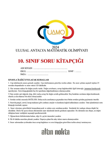 10. Sınıf Ulusal Antalya Matematik Olimpiyatı 240526